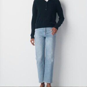 Denim Forum Aristzia The Arlo High Rise Straight Jean Ankle Light Wash | 30 x 28